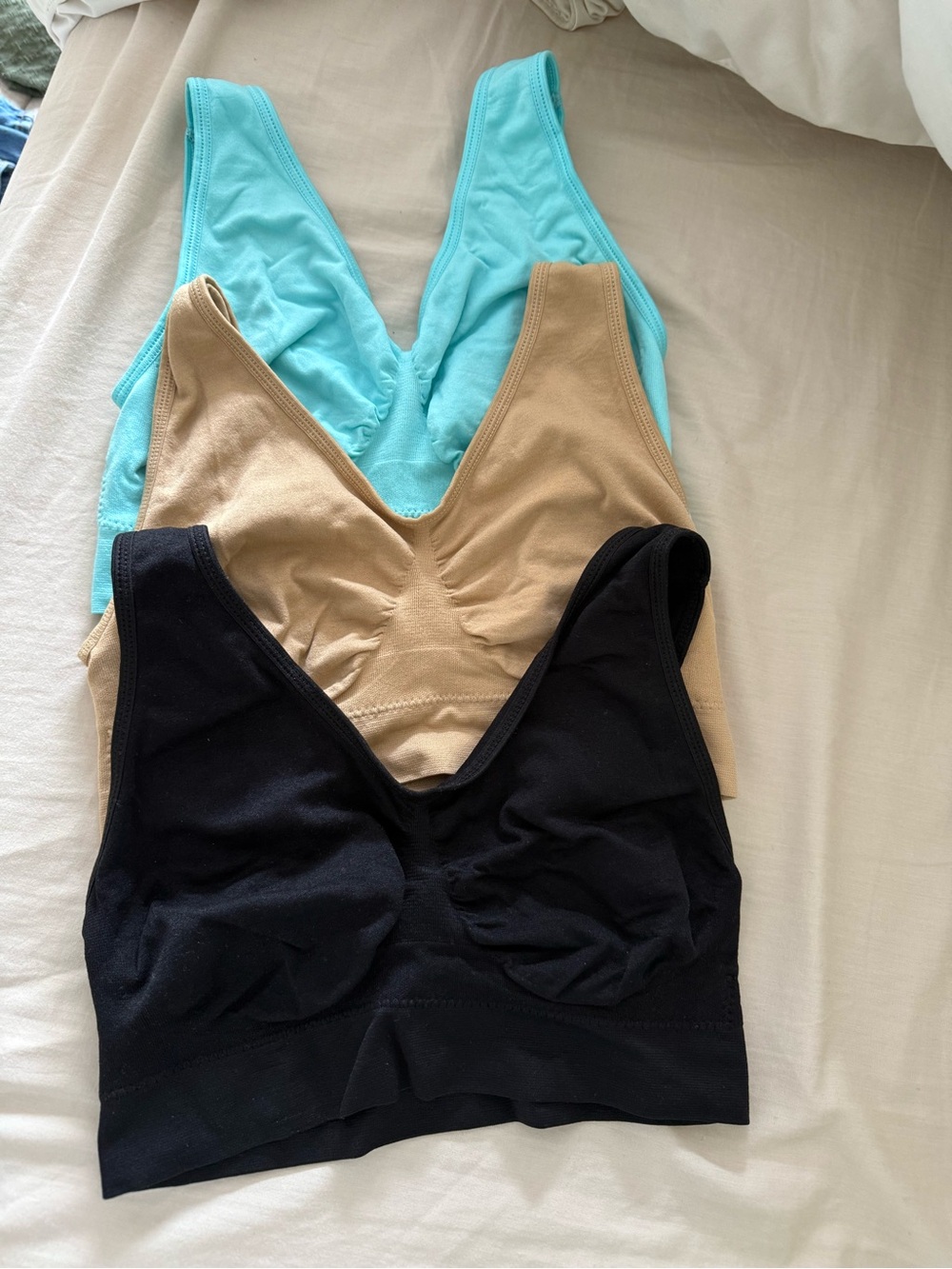 Seamless Comfort Bralette - Aqua, Nude, Black